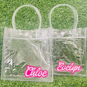 Personalised Barbie Clear Handbag Party Favour Bags Lolly bags favor bags treat bags party bags birthday gifts clear PVC girl custom hens