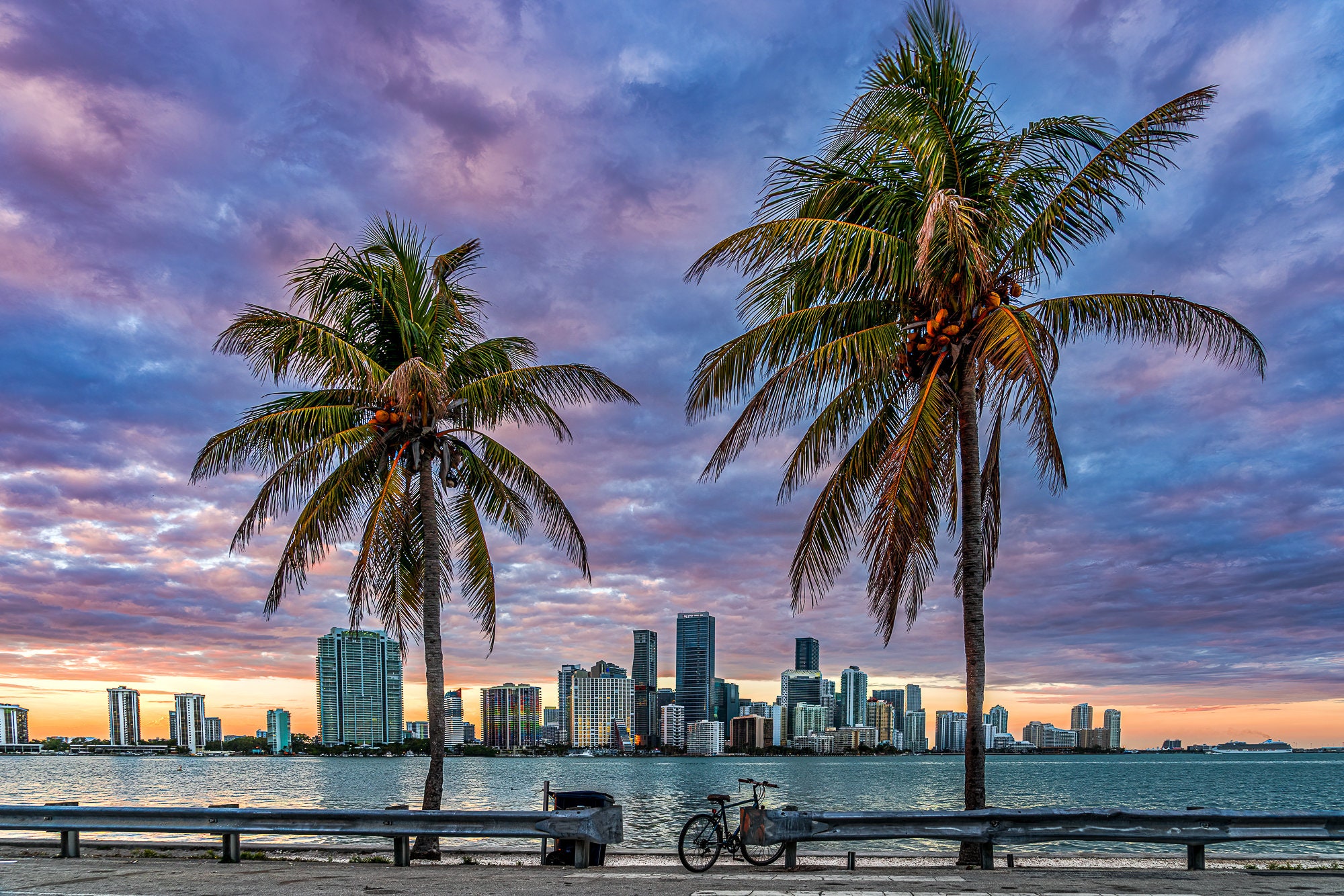 Miami FL Skyline Sunset Landscape Beach Photography Miami FL Coastal