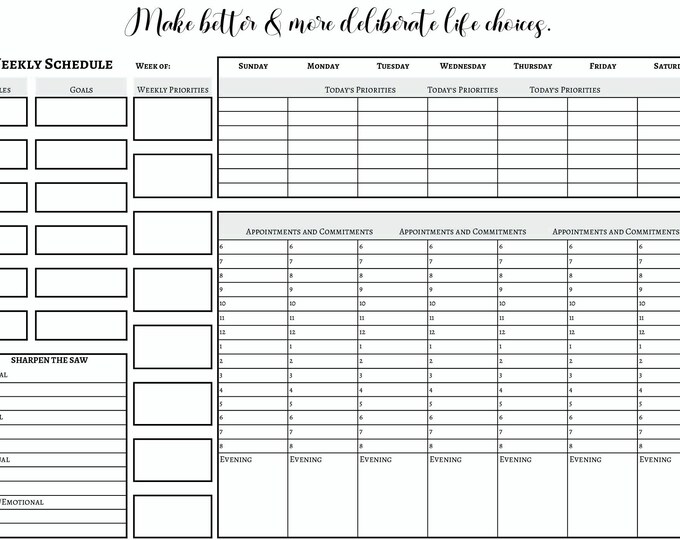 Weekly Planner 7 Habits Printable Weekly Planner PDF Covey 7 Habits ...