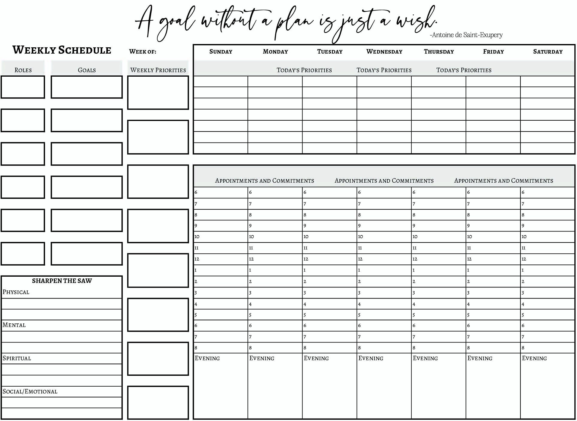 Weekly Planner 7 Habits Printable Weekly Planner PDF Etsy Canada
