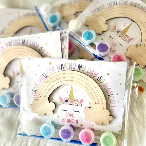 Unicorn Rainbow Party Favors | Personalized Party Favors | Party Favor Magnet Paint Kits for Kids | Rainbow Birthday | Unicorn Birthday