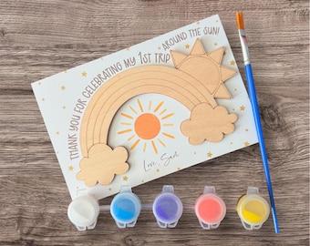 First Trip Around the Sun Party Favor Paint Kit  | Rainbow Magnet DIY Craft Kit | Custom Party Favors | Trip Around the Sun Party