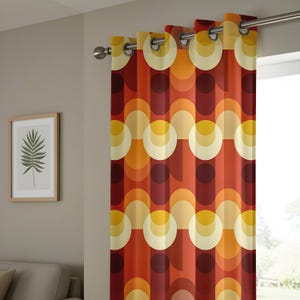 Mid-century Modern Curtains With 60s and 70s Retro Pattern, Bold ...
