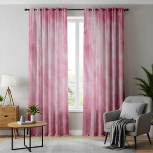 Pink Watercolor Curtains, Soft Blush Artistic Window Drapes, Feminine Aesthetic Home Decor, Stylish Living Room Panels