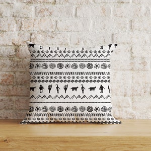 Tribal Cushion Covers, Ethnic Pillow Cover, African Design Cushion Case, Rustic Geometric Decor, Boho Style Housewarming Outdoor Pillowtop