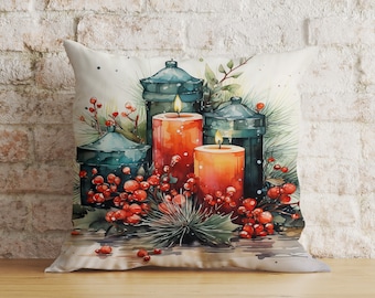 クリスマス用クッションカバー（トナカイ＆チェック柄）｜シェニール