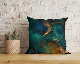 Emerald Cushion Cover, Dark Green Emerald Pillow Cover, Housewarming Throw Pillow, Emerald Pattern Cushion Case, Gift For Home
