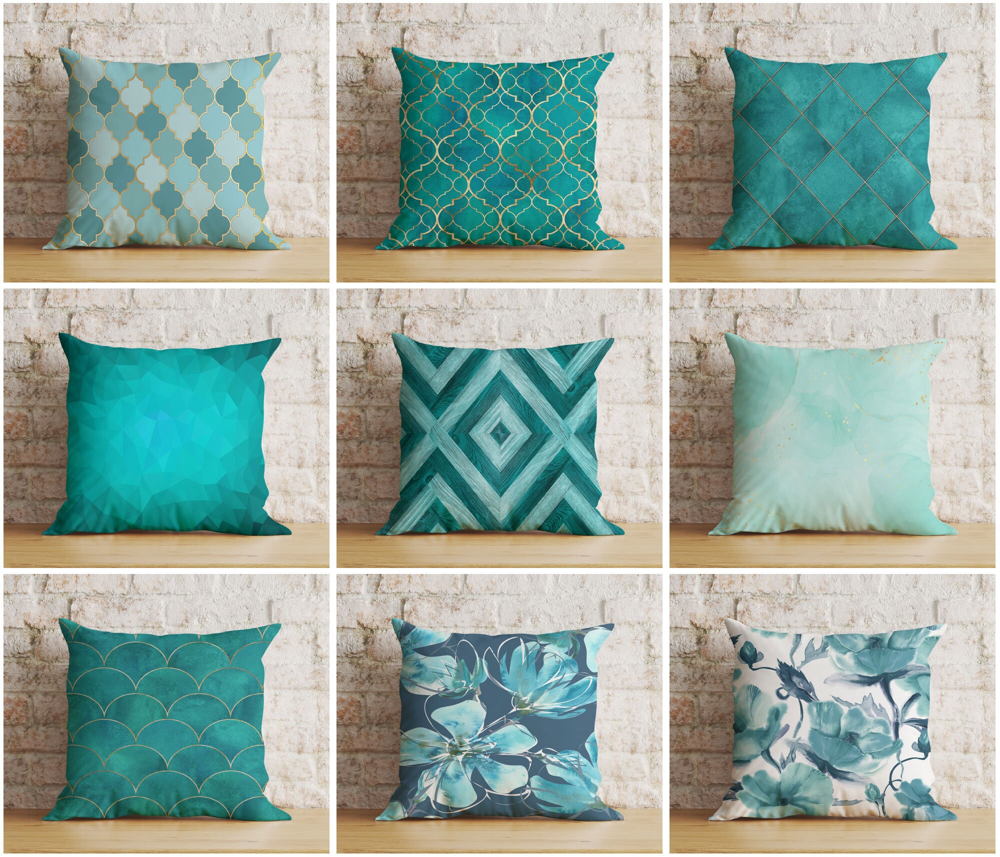 Teal patterned pillows hotsell