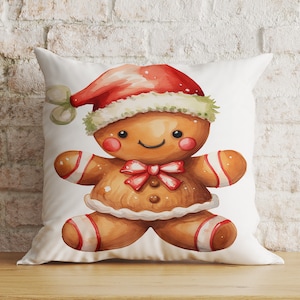 Funda de cojín navideña de galletas, fundas de almohada de jengibre, cojines festivos con bonitos diseños de jengibre, decoración navideña para el hogar.