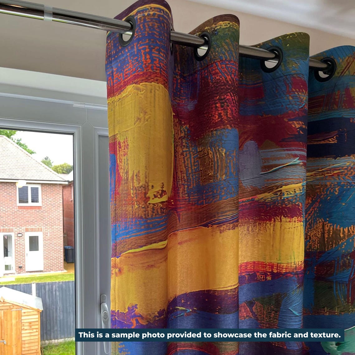 Modern Blue Abstract Curtains for Living Room, Ocean and Coastal Decor ...