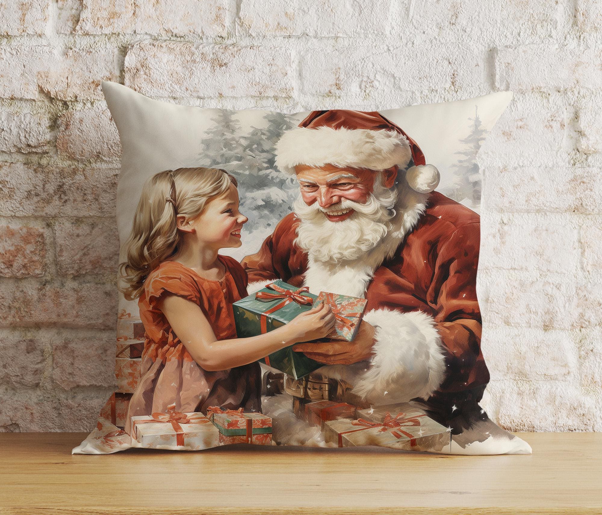 Throw Pillow Santa Cushion Jolly Santa Christmas Pillow Covers