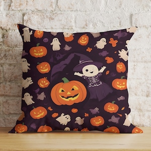 Halloween Pumpkin Pillow Cover, Spooky Carved Pumpkin Cushion Cover, Bats Pillowcase, Halloween Gift, Ghost Decor, Halloween Gift
