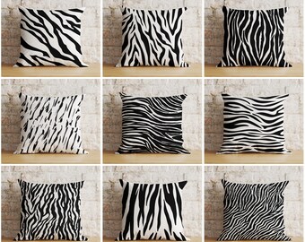 Zebra Print Cushion Covers, Zebra Stripe Pillow Cover, Zebra Pattern Throw Pillows, Euro Pillow Sham 17x17, 18x18, 22x22