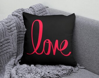 I Love You Cushion Cover, Romantic Heart Pillow Cover, Valentines Day Anniversary Gift Decor, 16x16 18x18