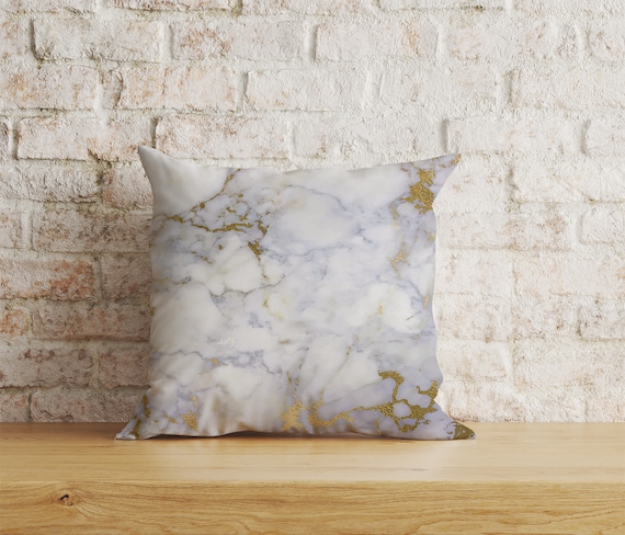 Funda de cojín de mármol, funda de almohada de piedra jaspeada con acuarela  dorada, almohada decorativa de mármol claro, almohada de sofá de mármol