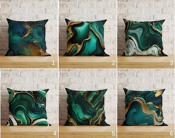 Emerald Cushion Cover, Dark Green Emerald Pillow Cover, Housewarming Throw Pillow, Emerald Pattern Cushion Case, Gift For Home