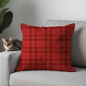 Housses de coussin à carreaux rouges, housses de coussin tartan classiques, coussins de Noël confortables pour une décoration de ferme ou de vacances en hiver, 17 x 17, 18 x 18