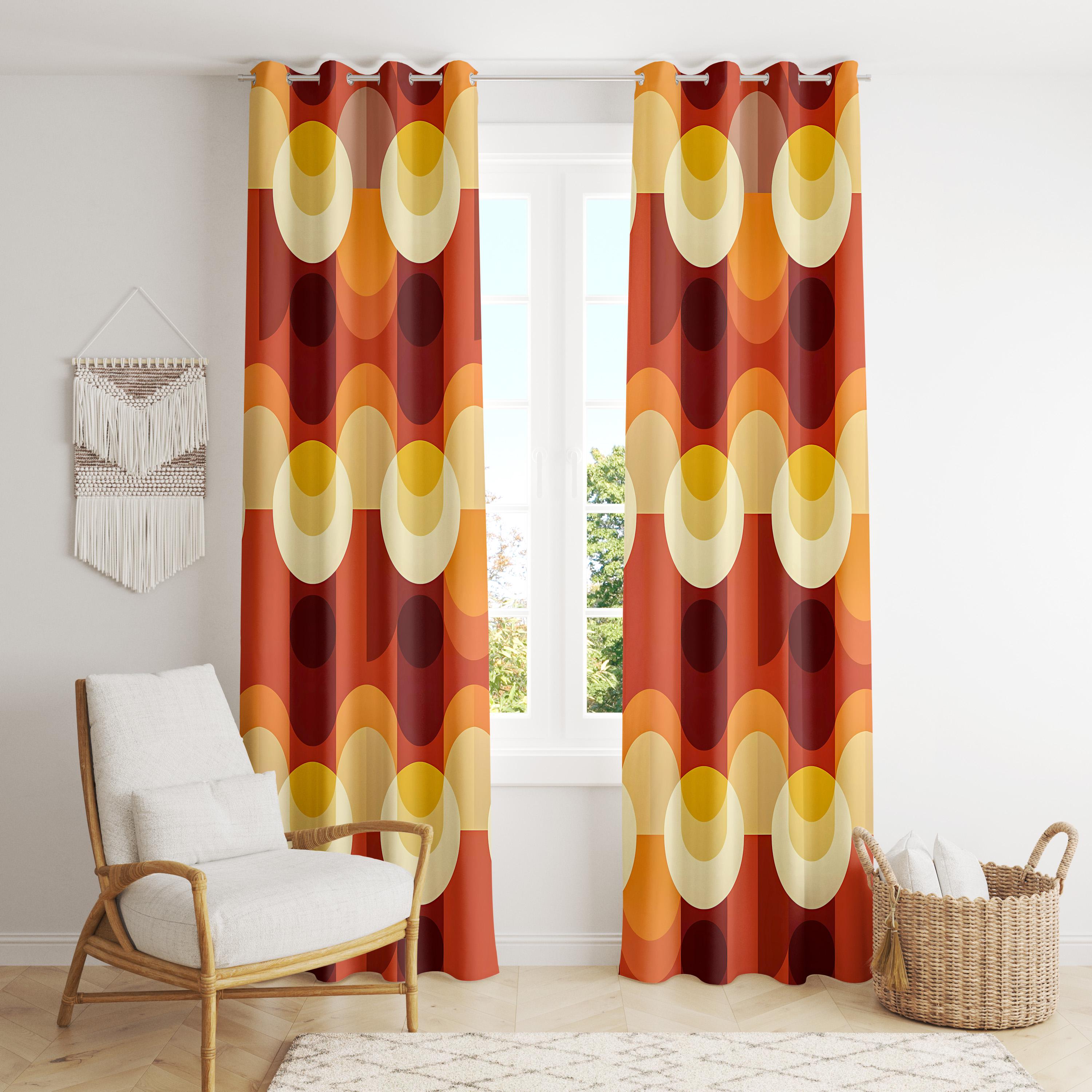 Mid-century Modern Curtains With 60s and 70s Retro Pattern, Bold ...