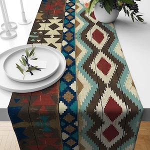 Aztec Table Runner, Tribal Kitchen Runners, Kilim Table Cloth, Southwestern Tablecloth, Ethnic Home Decors, Any Size Runner,