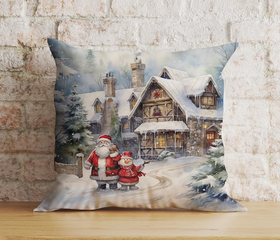 Snowman and Santa Christmas Pillow Covers, Delightful Holiday
