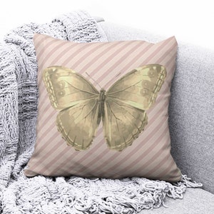 Butterfly Cushion Cover UK, Butterfly Decorative Pillow Cover, Pink Pillow Cover, Sofa Cushion Cover, Housewarming Gift
