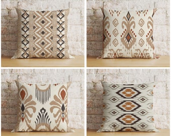 Ethnic Kilim Cushion Cover, Beige Southwestern Turkish Pillow Cover, Aztec Living Room Decor, Rug Pattern Bedroom Throw Pillow Case