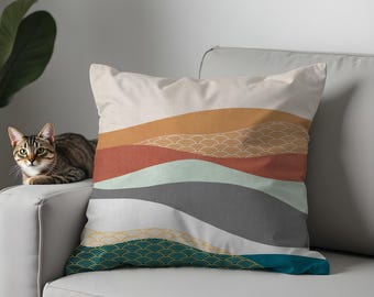 Abstract Mountain Art Pillow Cover, Modern Nature Cushion