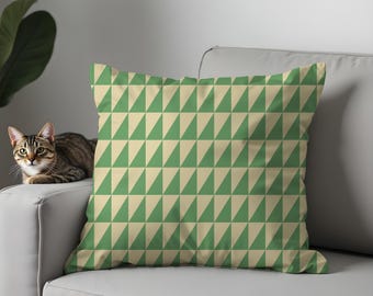 Geometric Green Triangle Cushion Cover, Modern Home Decor