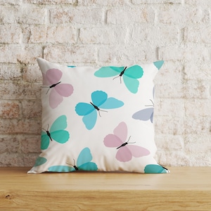 Butterfly Pillow Case,Butterfly Cushion Cover,Minimal Butterfly Throw Cushion,Light Colored,Animal Kitchen,Garden Decor,Housewarming Gift