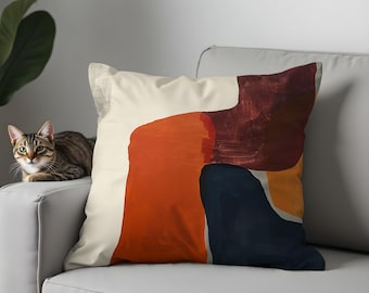 Abstract Geometric Pillow Cover, Modern Watercolor Art, Knitted Fabric