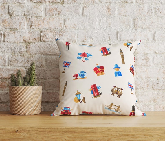 ロンドン柄クッションカバー、イギリス旅行のお土産枕カバー - Etsy 日本