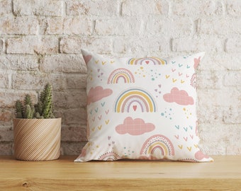 Rainbow Lines Kids Cushion Cover, Nursery Bedding Decor