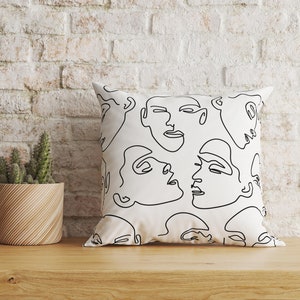 Frau Gesicht Kissenbezug, Bohemian Style Kissen, Abstrakte Gesichter werfen, Line Art Gesicht Kissenbezüge, Abstrakter Kissenbezug, Frauenkopf