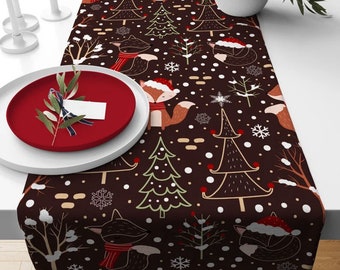 Tafelloper kerstdennenboom, decor boho wintervos