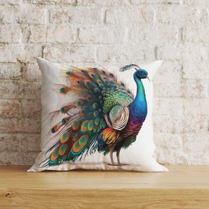 Peacock Cushion Covers, Peacock Pillow Cover, Peacock Tail Throw Pillows, Peacock Feather Pillowcase, Bird Feather Pillowcase, Feather Decor