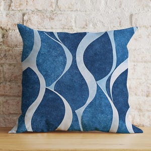 Blue Wave Pillow Covers, Abstract Ocean-Inspired Cushion Covers, Stylish Living Room Decor