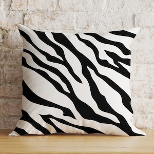 Zebra Print Cushion Covers, Zebra Stripe Pillow Cover, Zebra Pattern Throw Pillows, Euro Pillow Sham 17x17, 18x18, 22x22