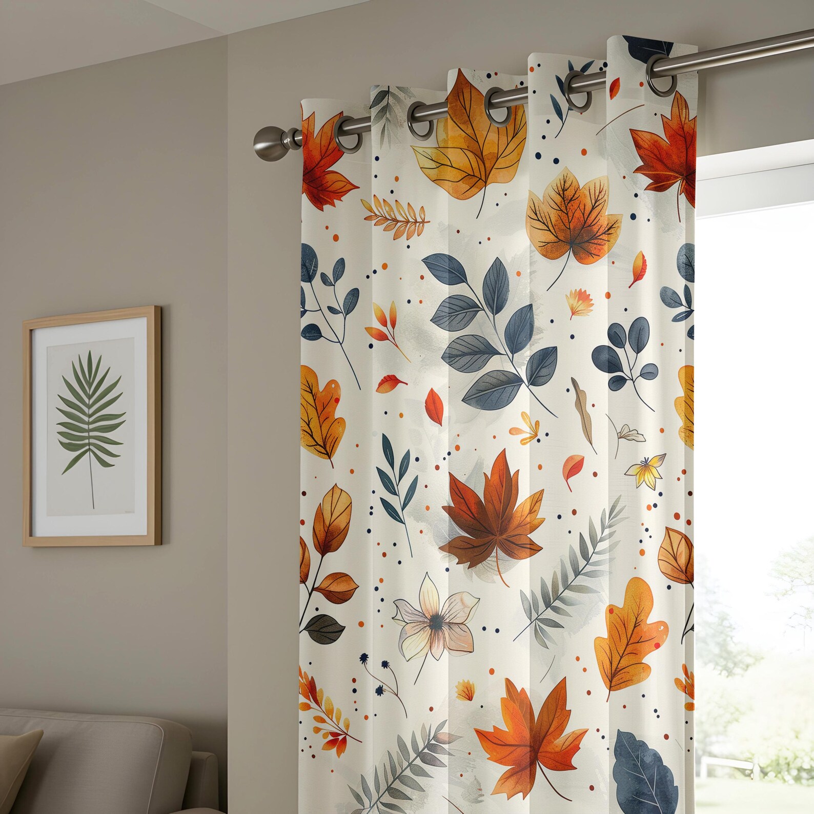 Autumn Leaves Window Curtains, Botanical Print, Blackout or Thermal - Etsy