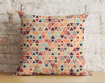 Retro Triangle Throw Pillow Cover, Soft Fabric Geometric Cushion