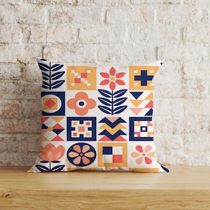 Scandinavian Cushion Cover, Floral Pattern Pillow Cover, Multicolor Scatter Cushions, Ornaments Pillowcase, Any Size Throw Cushions