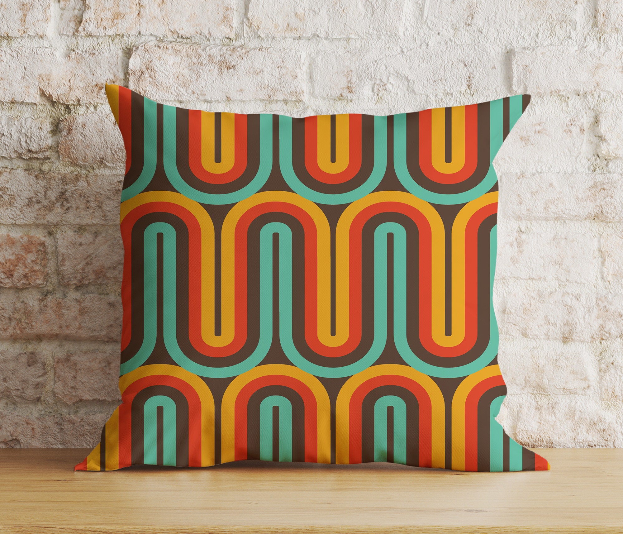 Retro Geometric Cushion Covers, Modern Abstract Pattern Pillow Covers, Artistic Geometric Euro Sham, Colourful Mid-Century Throw Cushions