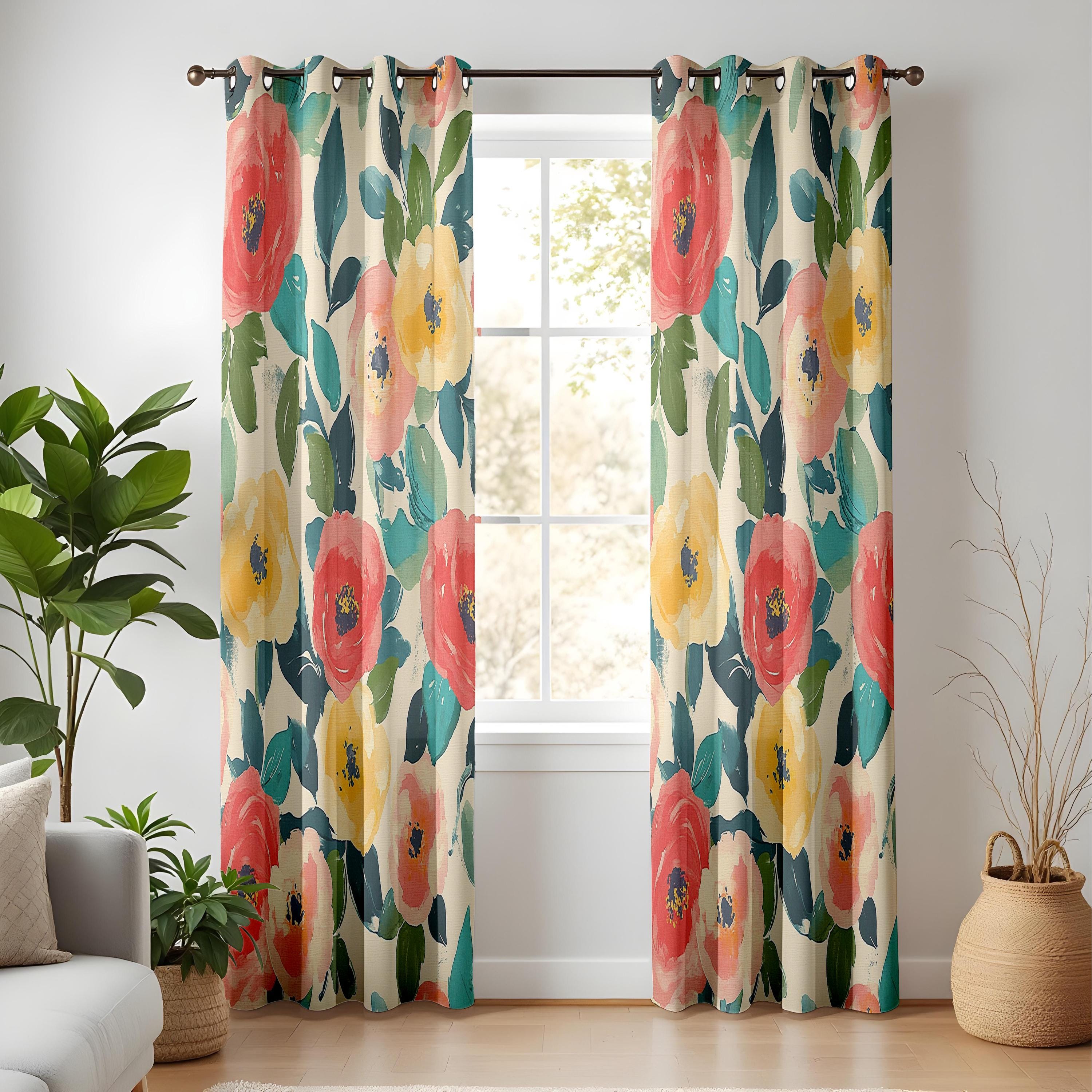 Painterly Floral Curtains Bold Watercolor Flower Drapes Botanical painterly-floral-curtains-bold-watercolor-flower-drapes-botanical