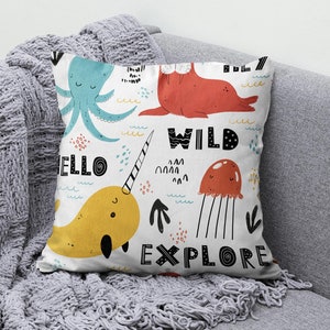 Funda de cojín infantil con diseño de tiburón, con forma de animal marino, para guardería