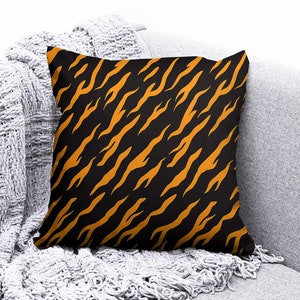Zebra, Tiger and Panther Patterned Cushion Cover, Animal Patterned Pillow, Red, Orange, Black and Pink Pillowcase, Gift For Home