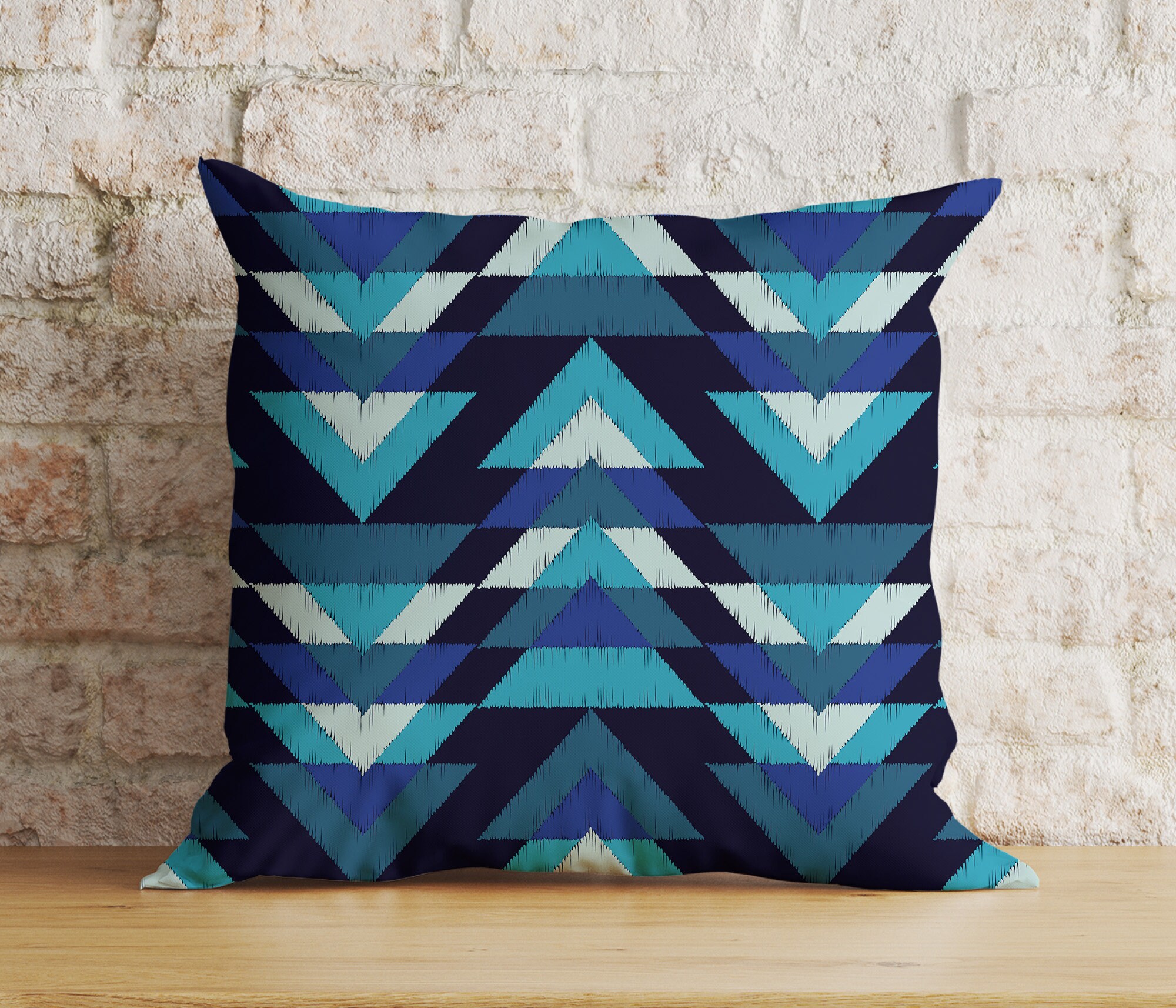 Blue Chevron Cushion Cover, Navy Abstract Zig Zag Pillow Cover