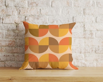 70s Geometric Cushion Cover, Retro Mid-Century Modern Pillowcase