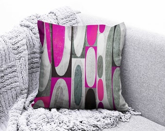 Jejeloiu Set Of 2 Geometric Ombre Throw Pillow Covers – Grey Black Striped 18x18 Inch Reversible Cushion Cases