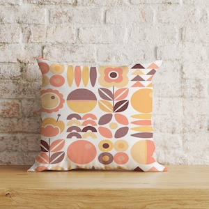 Scandinavian Pillowcase, Floral Scandinavian Cushion Cover, Pink and Orange Scatter Cushions, Ornaments Pillowcase, Square Cushion Covers UK