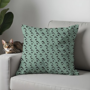 Capa de almofada minimalista verde com padrão abstrato preto, almofada moderna para sofá ou cama, decoração geométrica retrô, 18x18 20x20 22x22