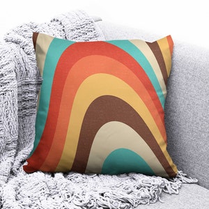 Retro Rainbow Cushion Cover, Boho Hippie Cushion Case, Retro Pillow Case, Hippie Pillow, Vintage Faded Pillow Boho Home Decor, Living Room